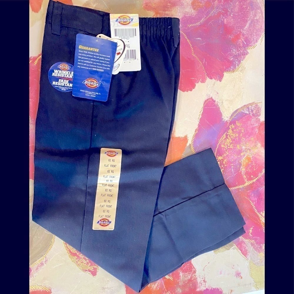 💥Dickies Girls Flat Front Navy Classic Fit Pants